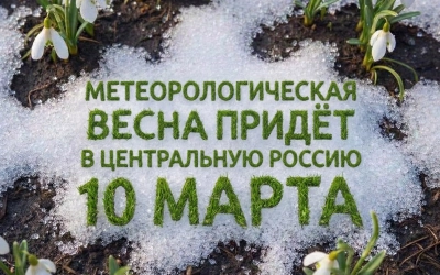 Начало метеорологической весны в центральной части России ожидается с 10 марта, снежный покров может уменьшится на 15 см к следующим выходным.